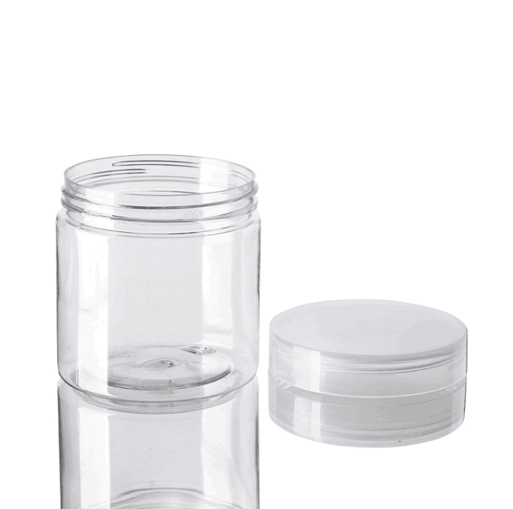 50ml- 500ml PET Transparent Empty Cosmetic Cream Lotion Jar with White Black Aluminum Lids