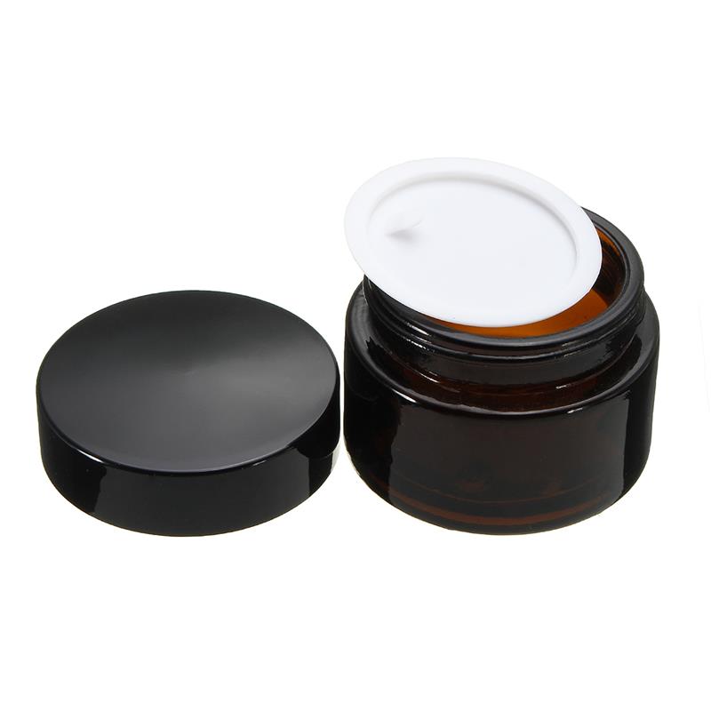 50ml 50g Amber crystal Glass Cosmetic Cream Container with Black Lids