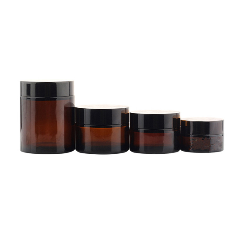 50ml 50g Amber crystal Glass Cosmetic Cream Container with Black Lids