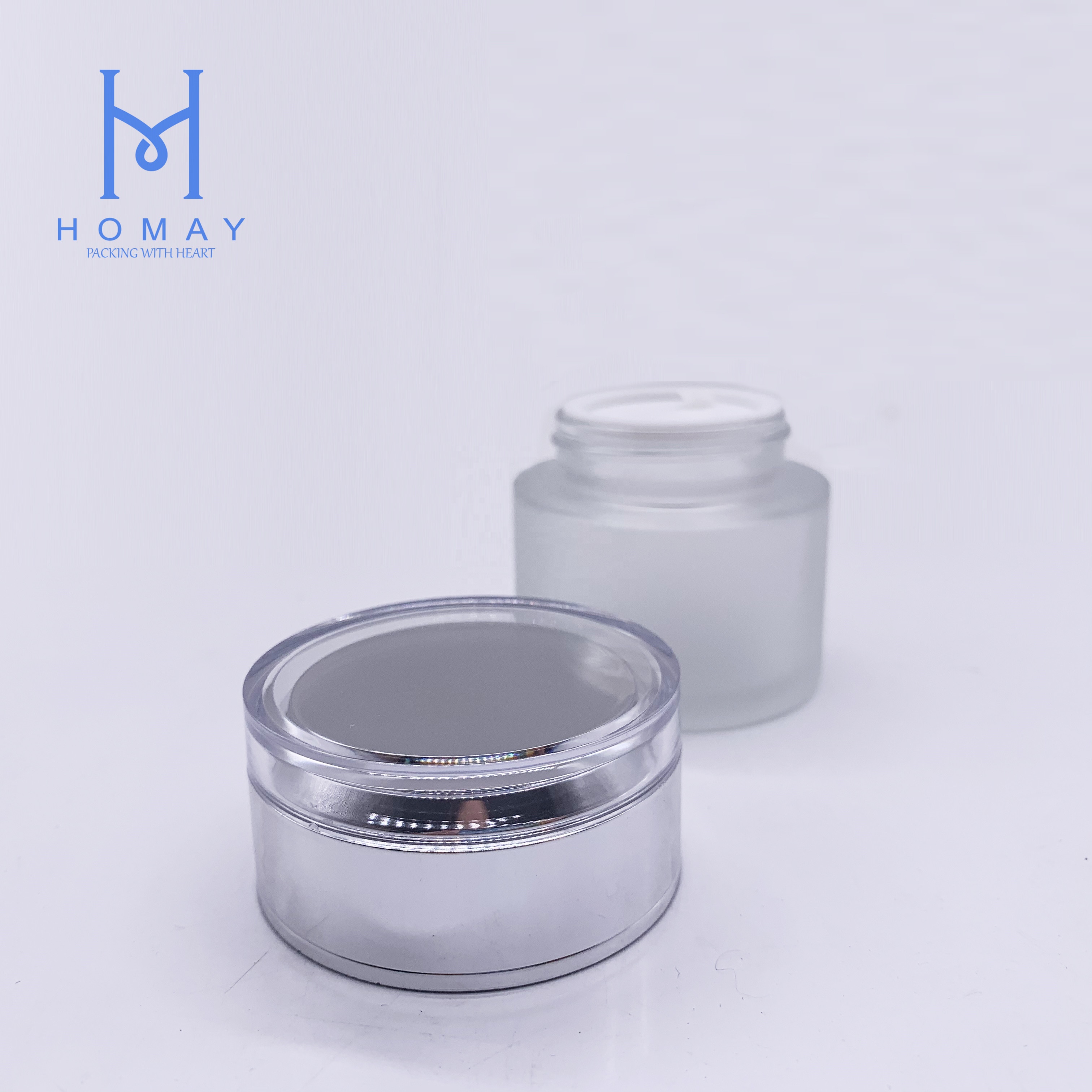 50ml 50g Luxury Clear Frost Glass Cosmetic Cream Jar For Eye Hair And Face