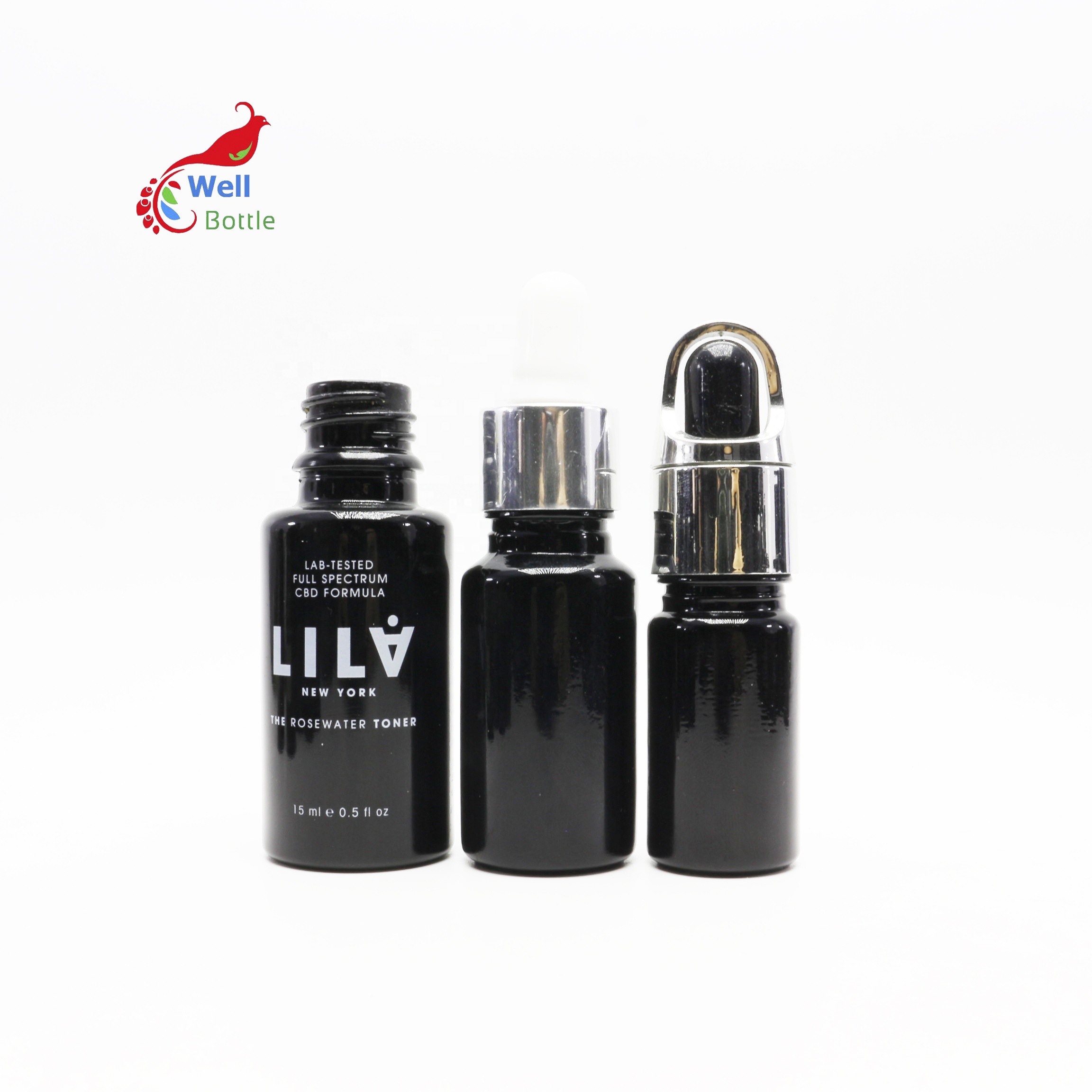 50ml 50g luxury black high quality dark violet glass eyelash serum bottle bottle luxury cosmetic packaging VB-25B