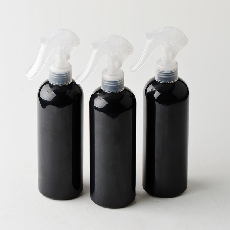 50ml 60ml 100ml 120ml 150ml 200ml 250ml solid black plastic bottles with spray disc flip lotion pump tops