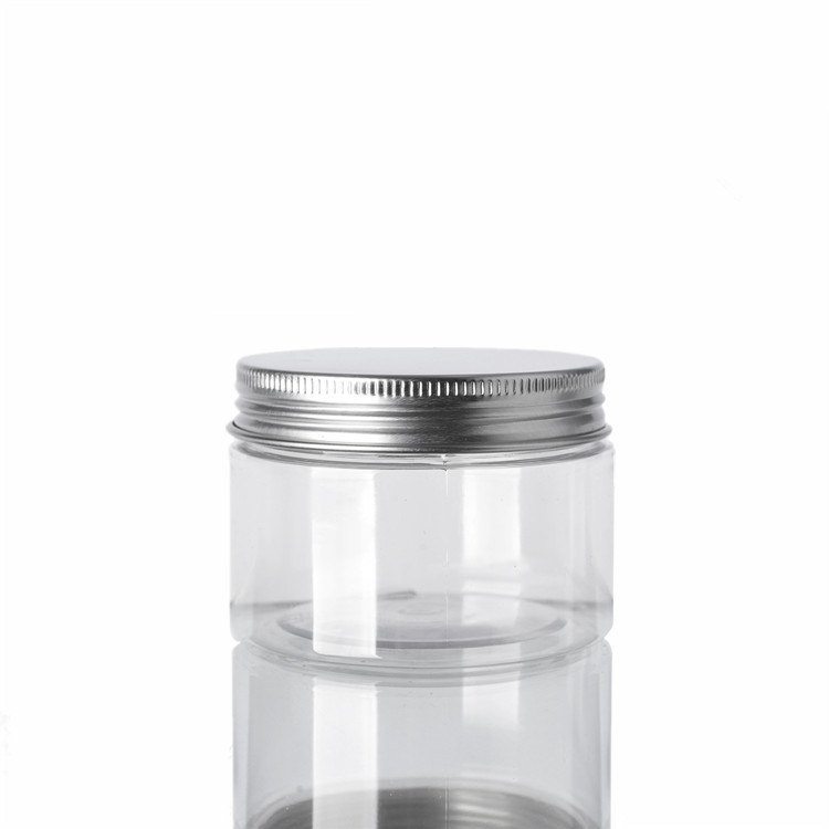 50ml 60ml 100ml 150ml Empty Wide Mouth Pet Plastic Clear Empty Cosmetic Jars with Aluminum Lid White Inner Seal