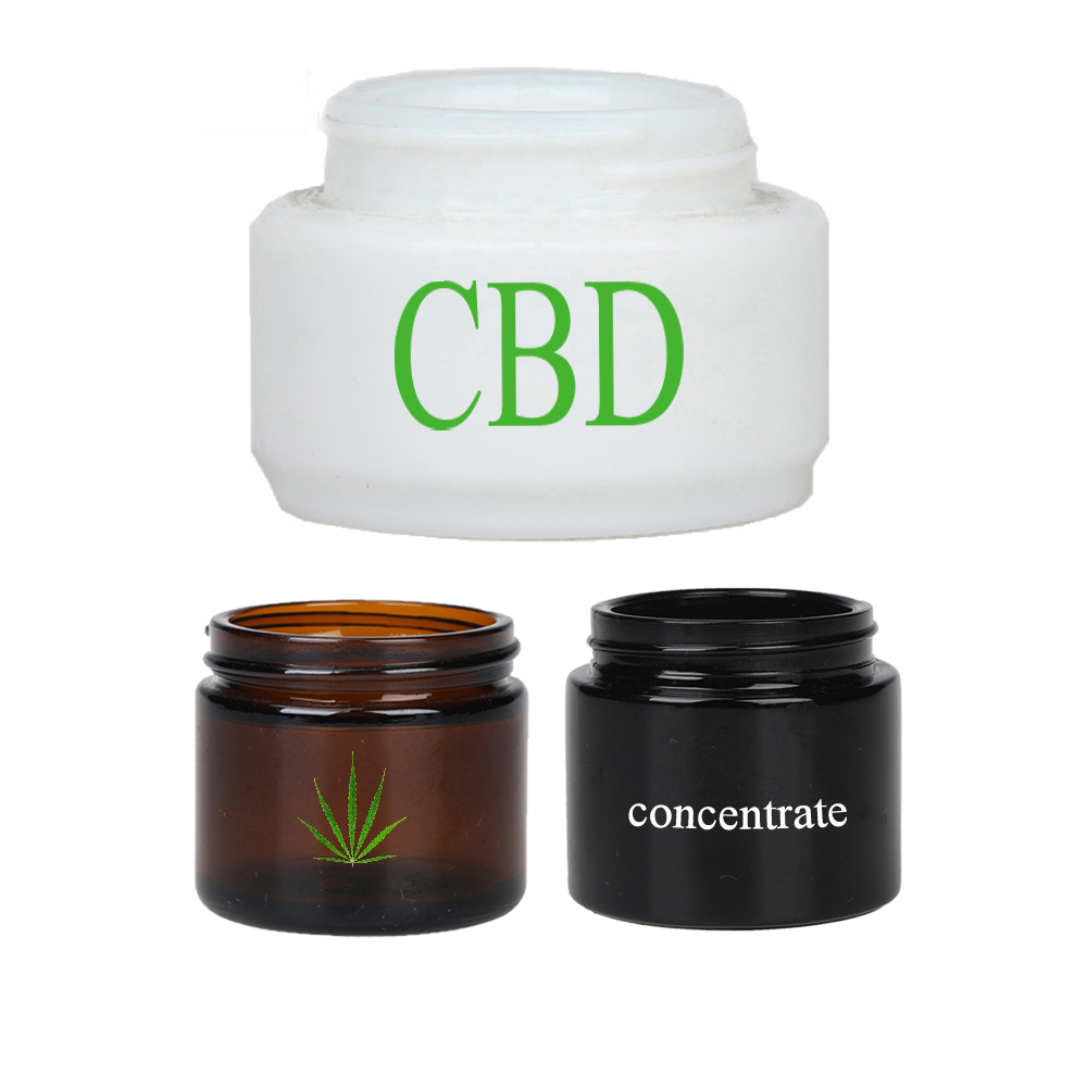 50ml 60ml 70ml wide mouth white glass medical hemp skincare cream jars custom 9ml round squared CBD concentrate wax jars