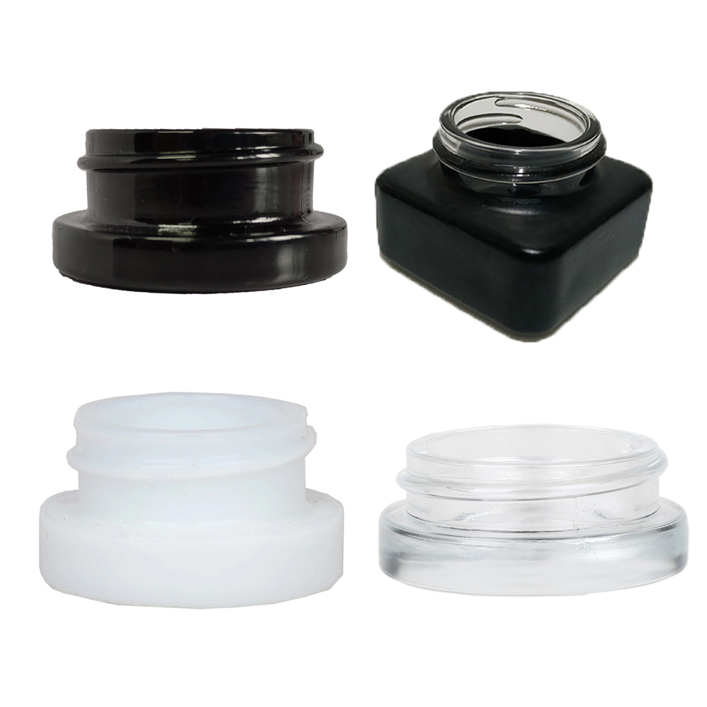 50ml 60ml 70ml wide mouth white glass medical hemp skincare cream jars custom 9ml round squared CBD concentrate wax jars