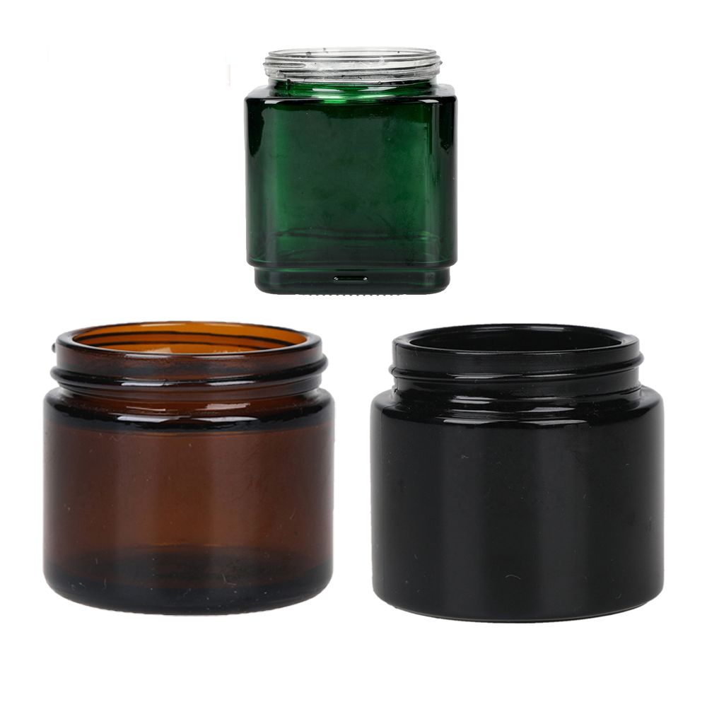 50ml 60ml 70ml wide mouth white glass medical hemp skincare cream jars custom 9ml round squared CBD concentrate wax jars
