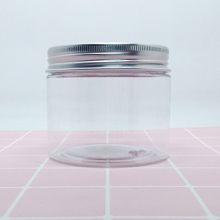 50ml 60ml 80ml 100ml 150ml 200ml transparent plastic pet cosmetic jar with gold aluminum lid for skin care cream container