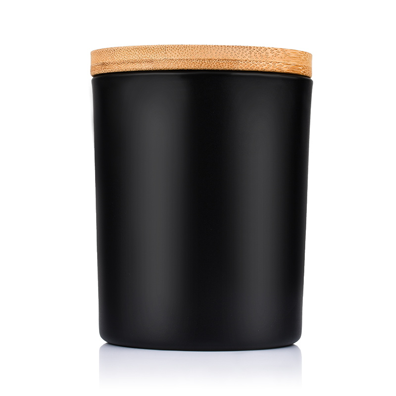 50ml 60ml 90ml 110ml black frosted glass candle jar with wooden cork lid