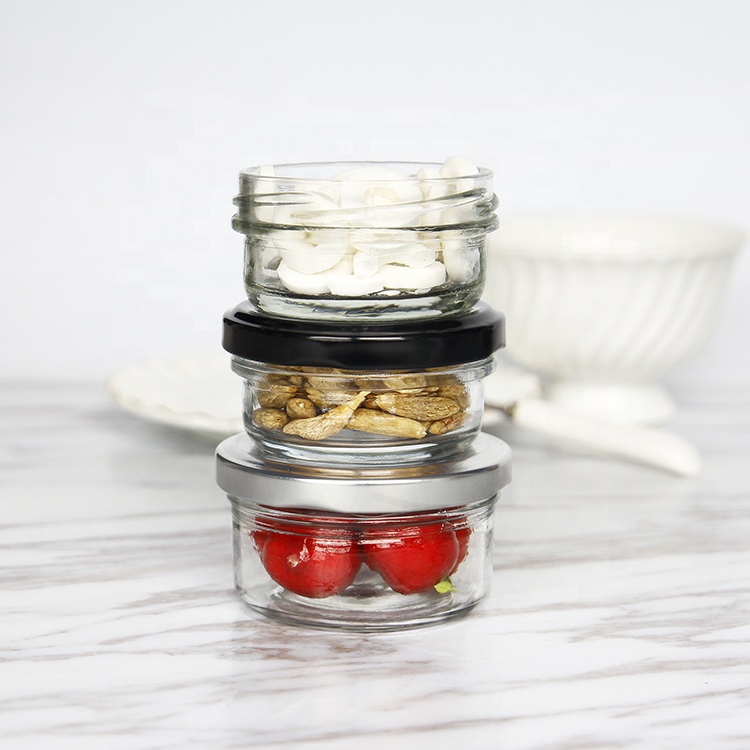 50ml 60ml Taper Glass Jam Caviar Jar Wide Mouth Glass Jar for Nut Storage