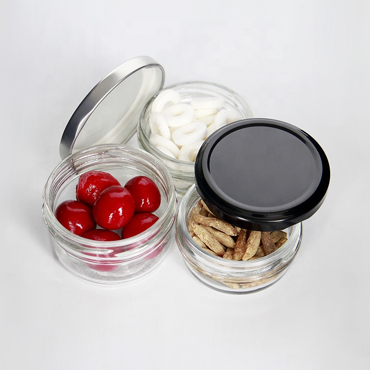50ml 60ml Taper Glass Jam Caviar Jar Wide Mouth Glass Jar for Nut Storage
