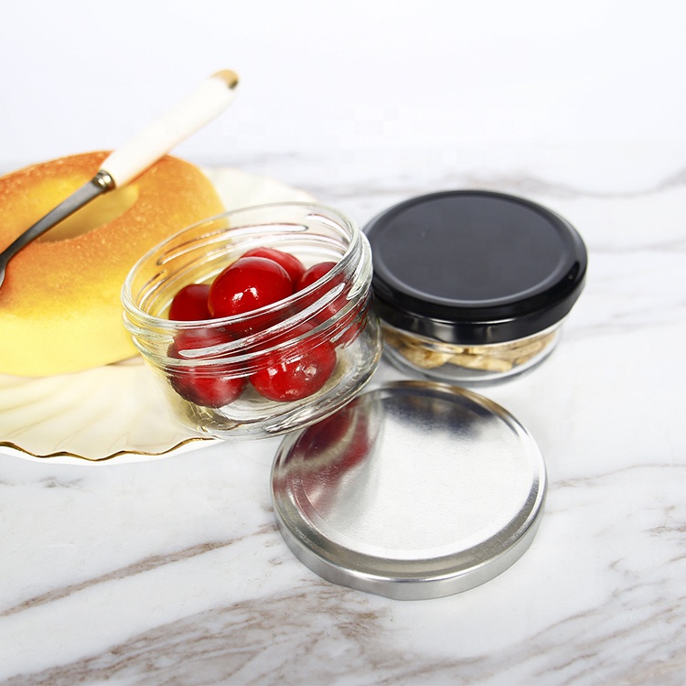 50ml 60ml Taper Glass Jam Caviar Jar Wide Mouth Glass Jar for Nut Storage