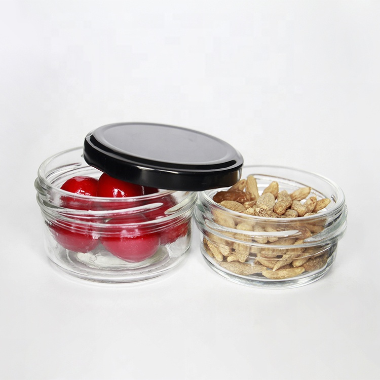 50ml 60ml Taper Glass Jam Caviar Jar Wide Mouth Glass Jar for Nut Storage