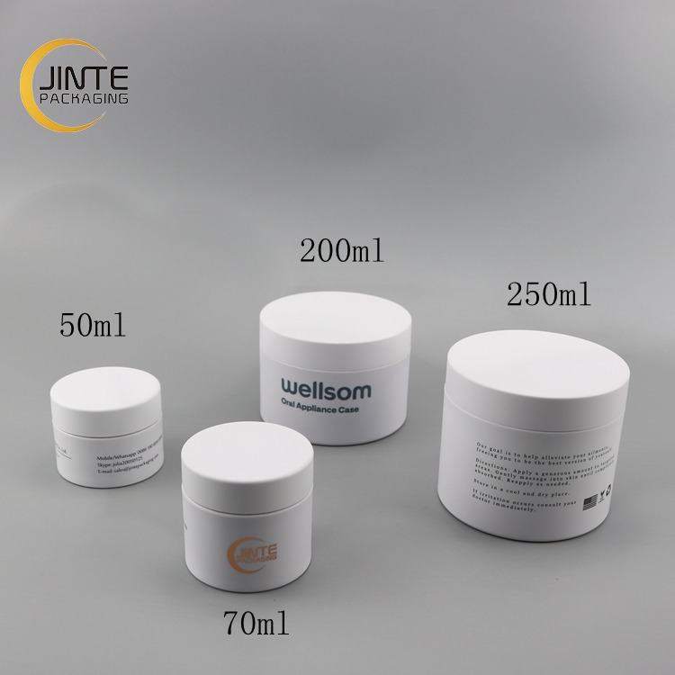 50ml 70ml 100ml 150ml 200ml  Matte White PETG Cosmetic Plastic Jars with Matte White  Lid