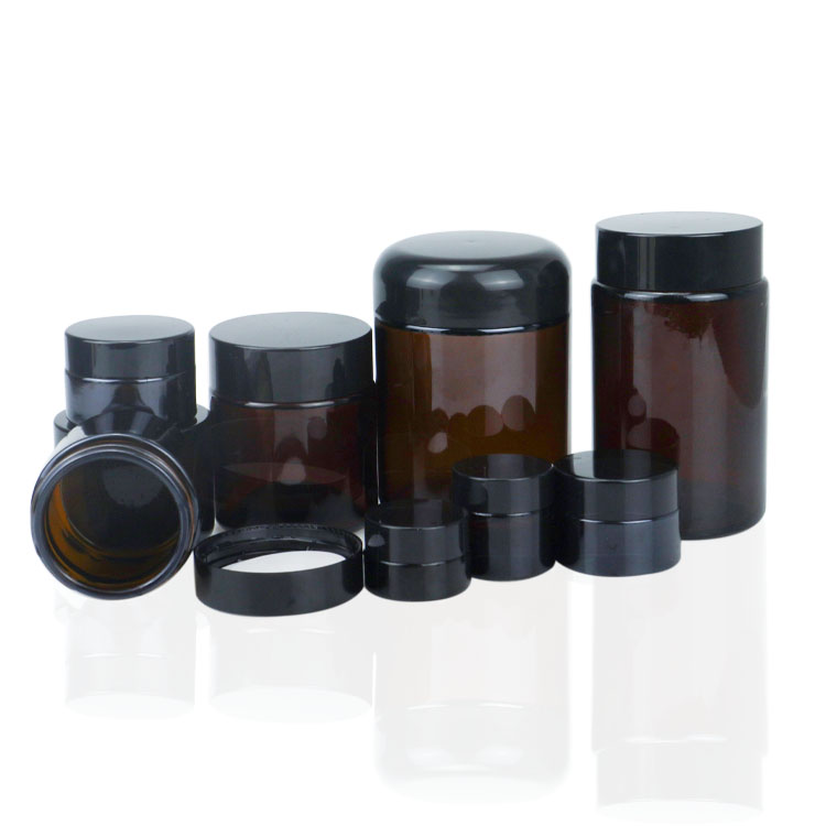 50ml 70ml 100ml 200ml 220ml Cream Amber Glass Jars for Glass Cosmetic