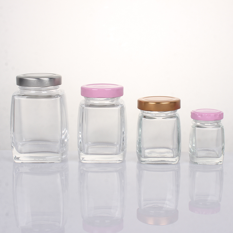 50ml-750ml high-end large-mouth multigrain square honey jam glass bottle
