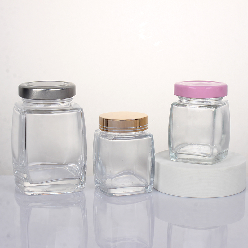 50ml-750ml high-end large-mouth multigrain square honey jam glass bottle