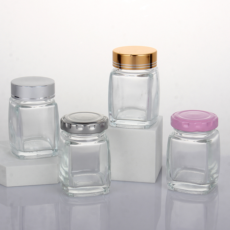 50ml-750ml high-end large-mouth multigrain square honey jam glass bottle