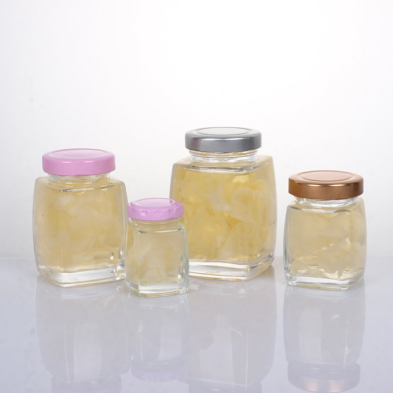 50ml-750ml high-end large-mouth multigrain square honey jam glass bottle