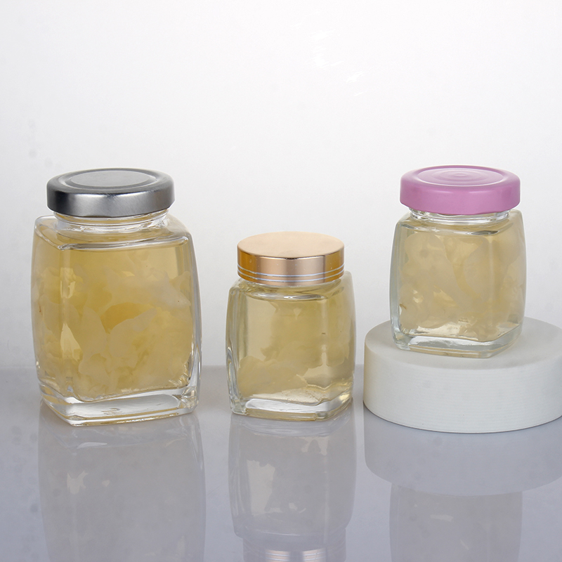 50ml-750ml high-end large-mouth multigrain square honey jam glass bottle
