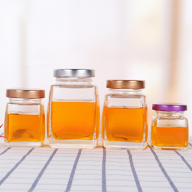 50ml 75ml 100ml 180ml 280ml 360ml 500ml high white in bulk square shape glass honey jar with lid