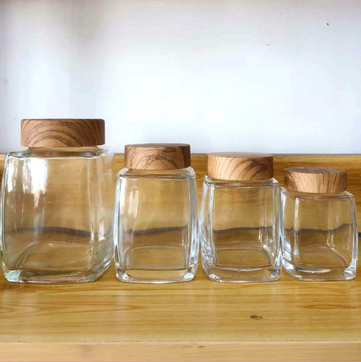 50ml 75ml 100ml 180ml 280ml 360ml 500ml high white in bulk square shape glass honey jar with lid