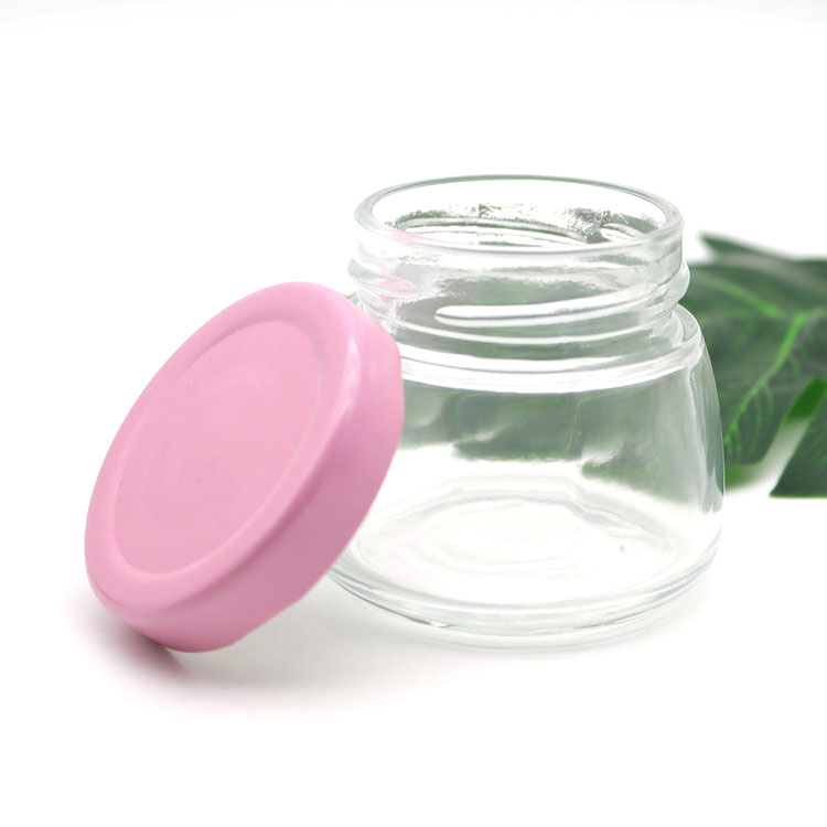 50ml 75ml 120ml 150ml wide mouth glass bird's nest bottles and jars with metal pink lid