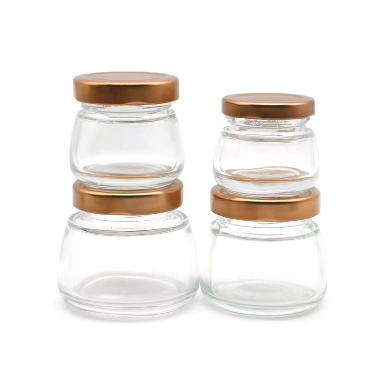 50ml 75ml 120ml 150ml wide mouth glass bird's nest bottles and jars with metal pink lid