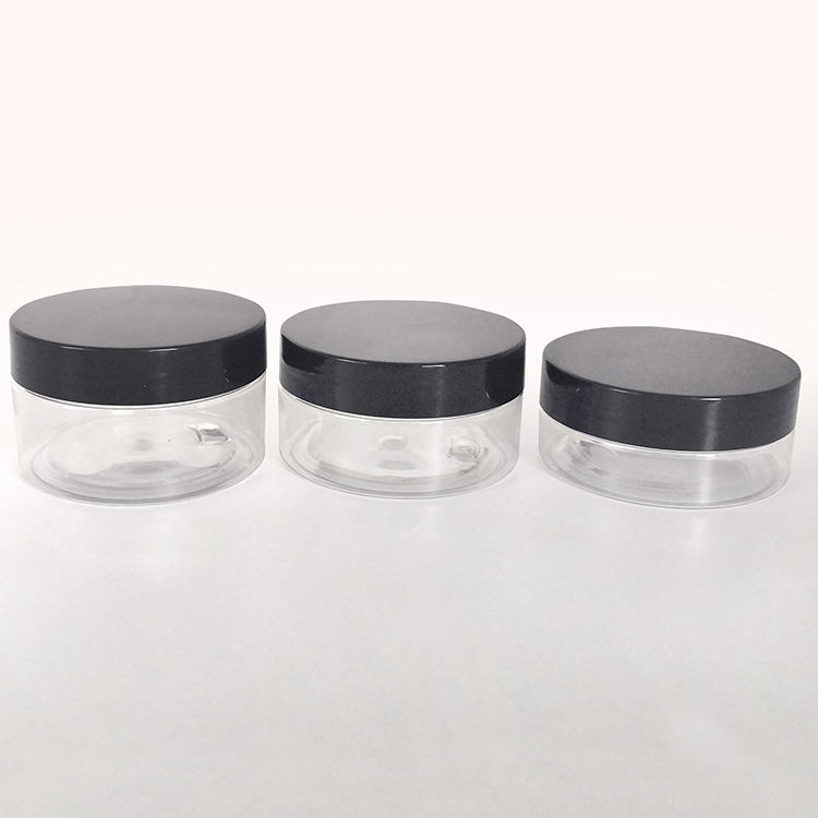 50ml 80ml 100ml 120ml 150ml 200ml 250ml Cosmetic Packaging clear container and Colorful covers gold Plastic pet Jar