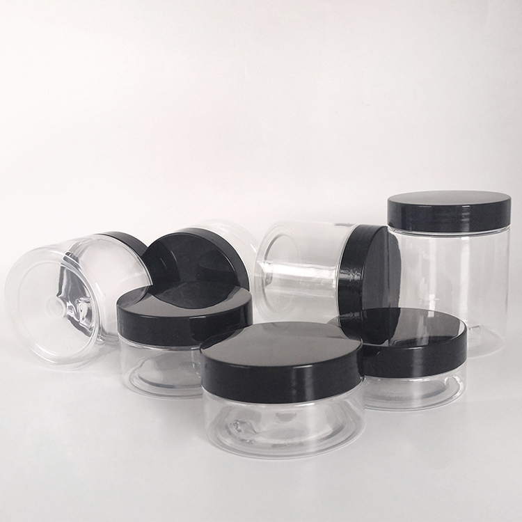 50ml 80ml 100ml 120ml 150ml 200ml 250ml Cosmetic Packaging clear container and Colorful covers gold Plastic pet Jar
