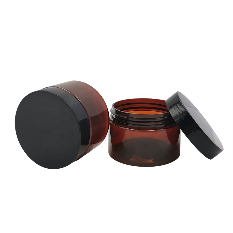 50ml 80ml 100ml 140ml 200ml 300ml amber black wide mouth PET plastic jars with aluminium screw lid