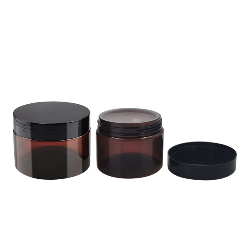 50ml 80ml 100ml 140ml 200ml 300ml amber black wide mouth PET plastic jars with aluminium screw lid