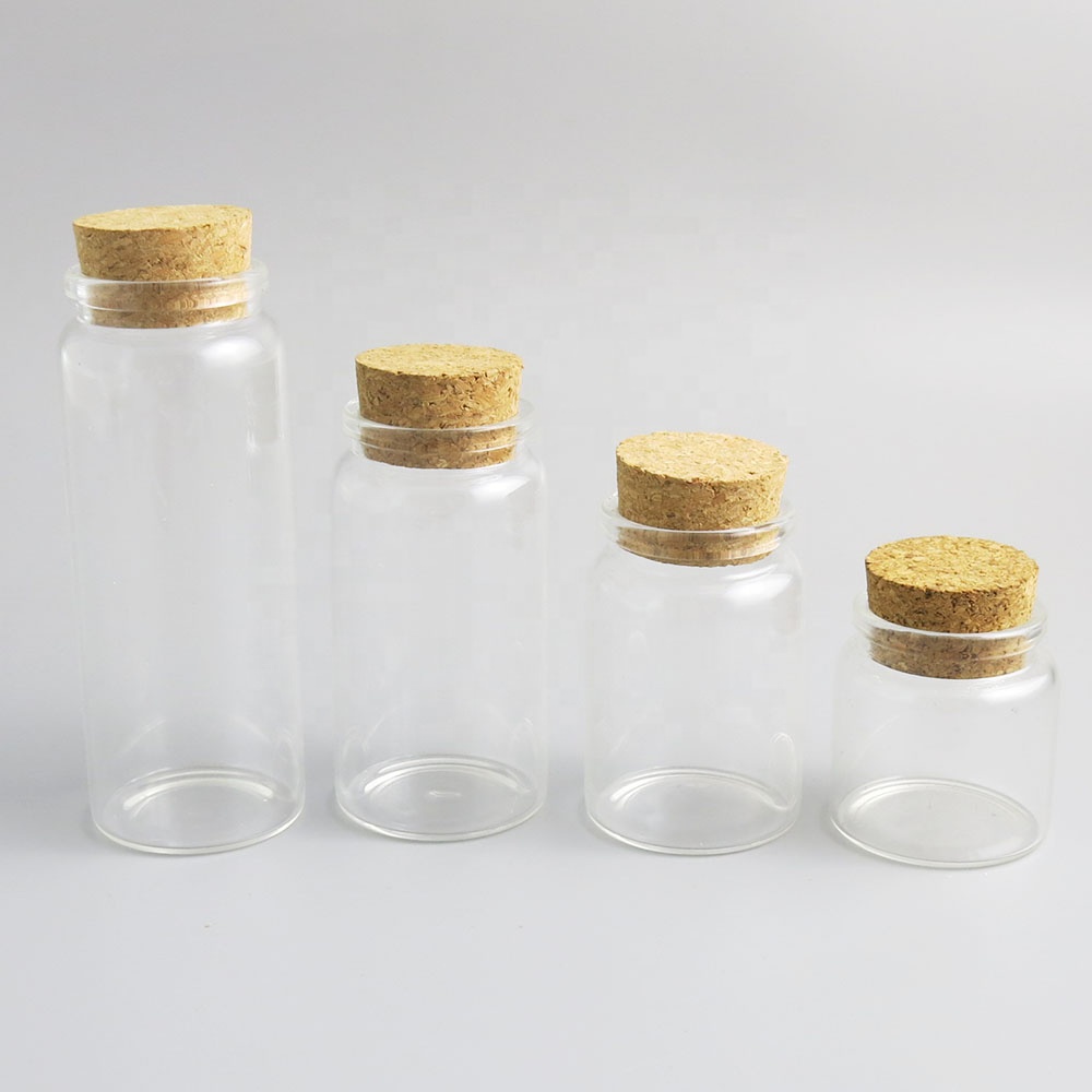 50ml 80ml 100ml 150ml Clear Glass Bottles Vials Jars with Cork Stopper Decor Storage Jars