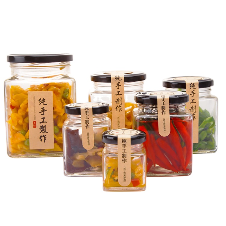 50ml 80ml 100ml 200ml 280ml 380ml 500ml 730ml Food safe recycled glass jar for honey jam and pickle with metal lid