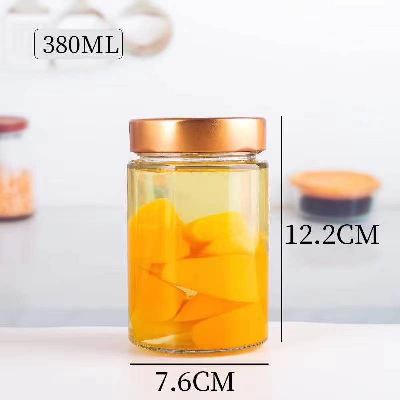 50ml 80ml 100ml 200ml 280ml 380ml 500ml 730ml Round clear glass jar for jam and pickle with metal lid