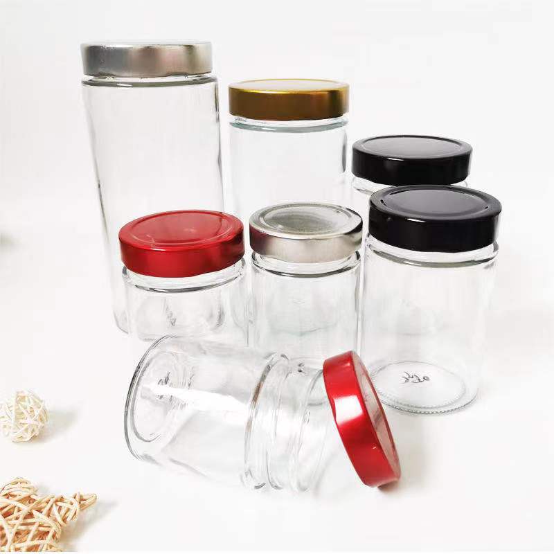 50ml 80ml 100ml 200ml 280ml 380ml 500ml 730ml Round clear glass jar for jam and pickle with metal lid