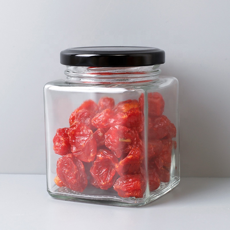 50ml 80ml 100ml 200ml square glass honey jar cheap jam jars food storage jar with metal lids