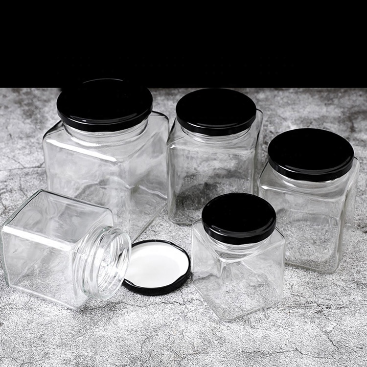 50ml 80ml 100ml 200ml square glass honey jar cheap jam jars food storage jar with metal lids