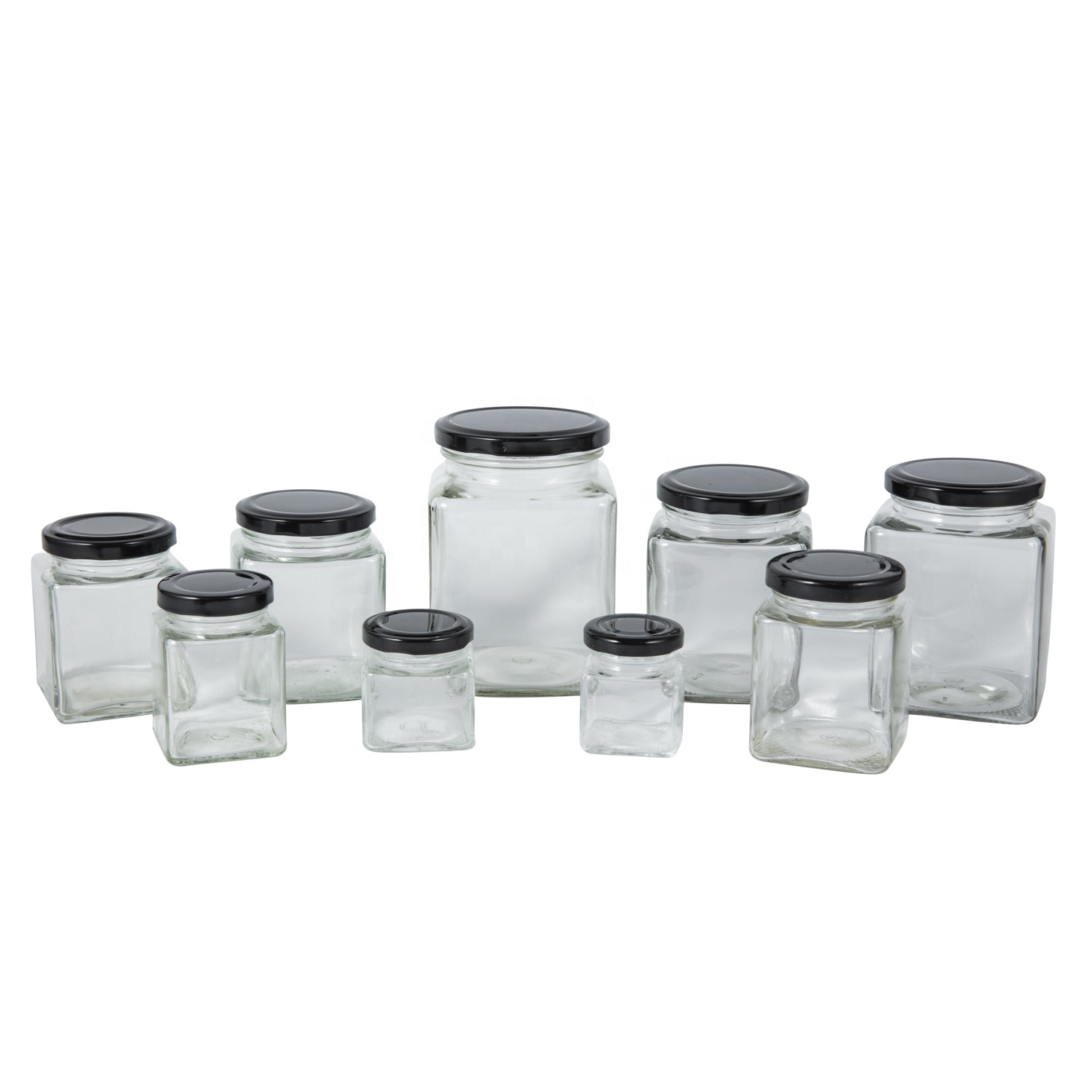 50ml 80ml 100ml 200ml square glass honey jar cheap jam jars with metal lids