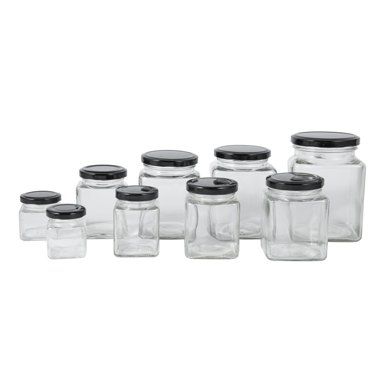 50ml 80ml 100ml 200ml square glass honey jar cheap jam jars with metal lids