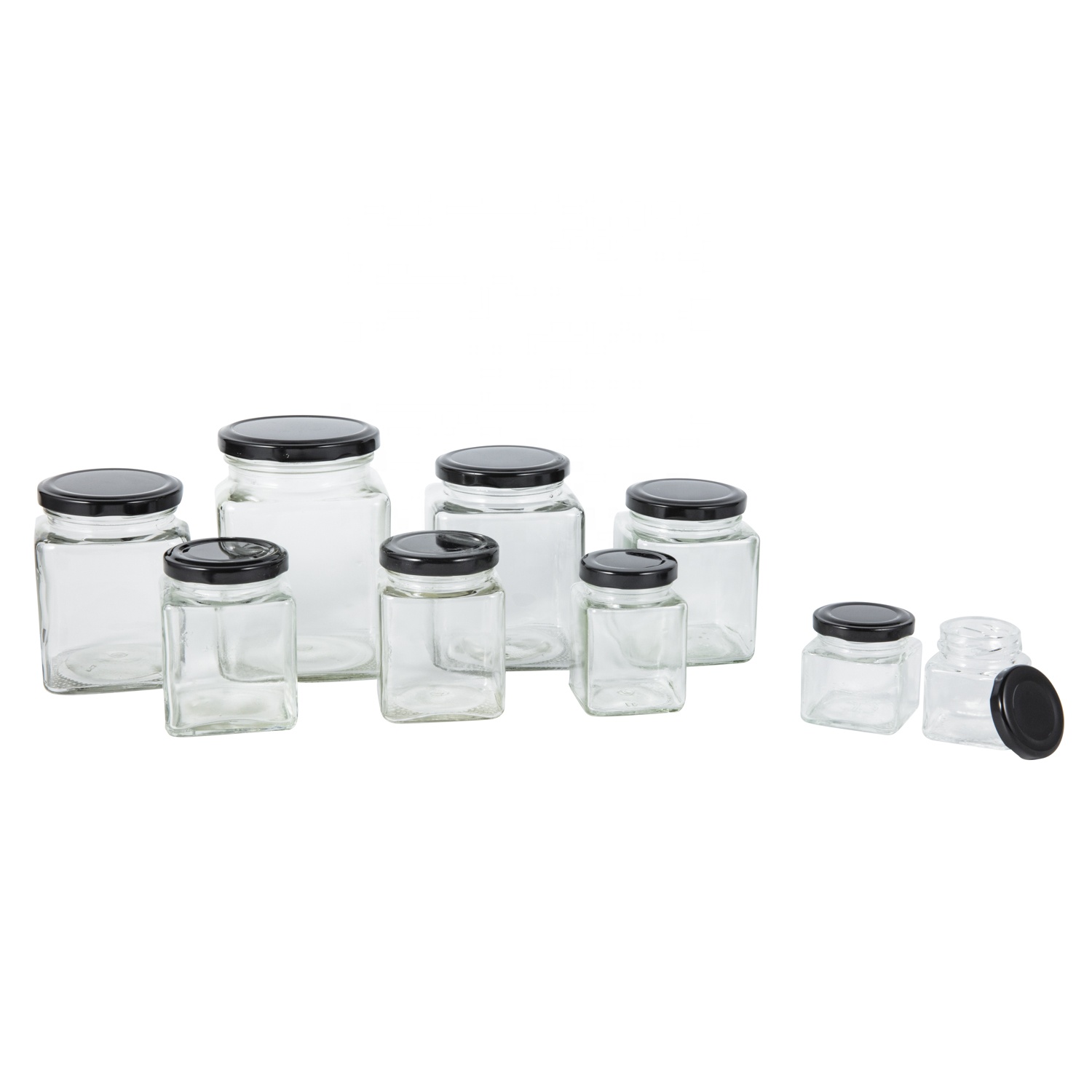 50ml 80ml 100ml 200ml square glass honey jar cheap jam jars with metal lids
