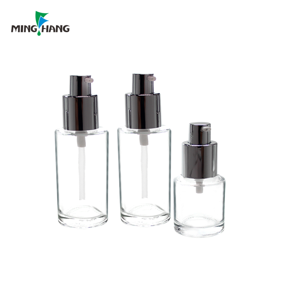 50ml 80ml 100ml Empty Clear Cosmetic Set Glass Lotion Bottle With Pump