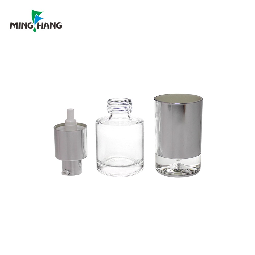 50ml 80ml 100ml Empty Clear Cosmetic Set Glass Lotion Bottle With Pump