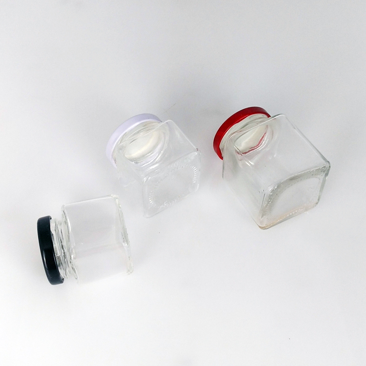50ml 80ml 100ml mini square glass jar for honey jam food storage wholesale