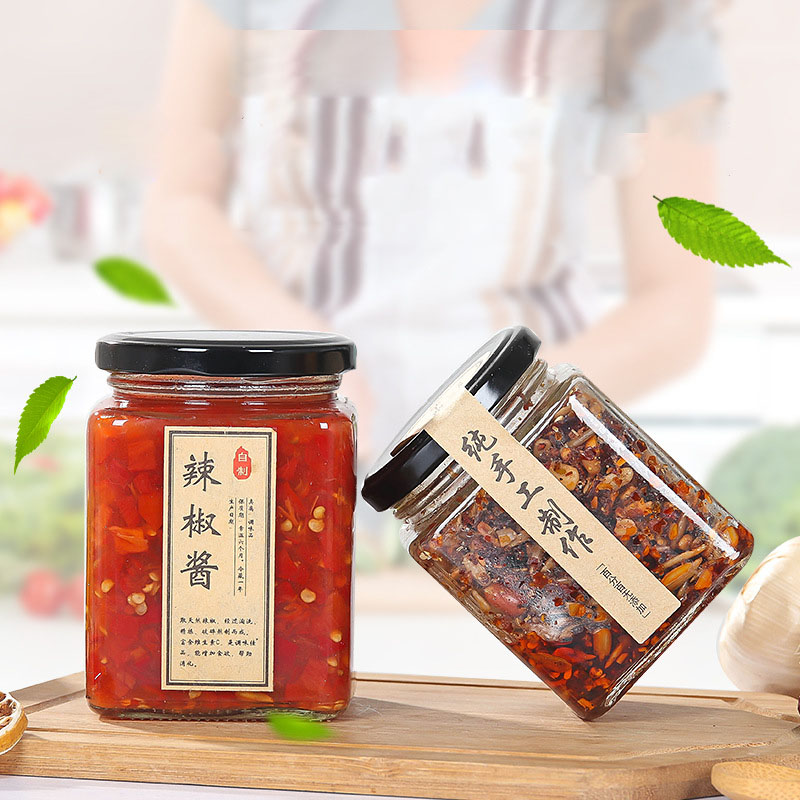 50ml/80ml/120ml/280ml/380ml/500ml/730ml Square Clear glass bottle honey jam pickle jars
