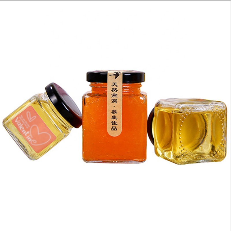 50ml/80ml/120ml/280ml/380ml/500ml/730ml Square Clear glass bottle honey jam pickle jars