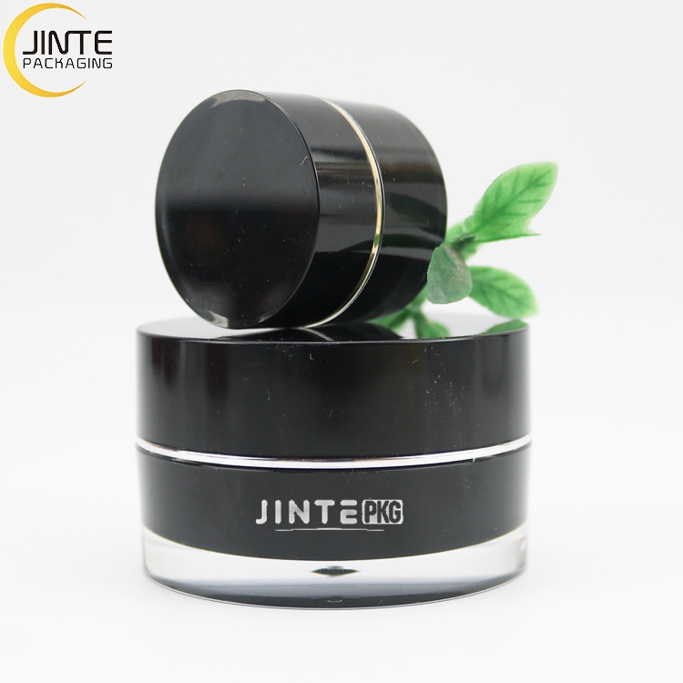 50ml  Acrylic Custom Black Round Container with  Cap Cosmetic  Cream Jar 1 oz Jar for Skin Care