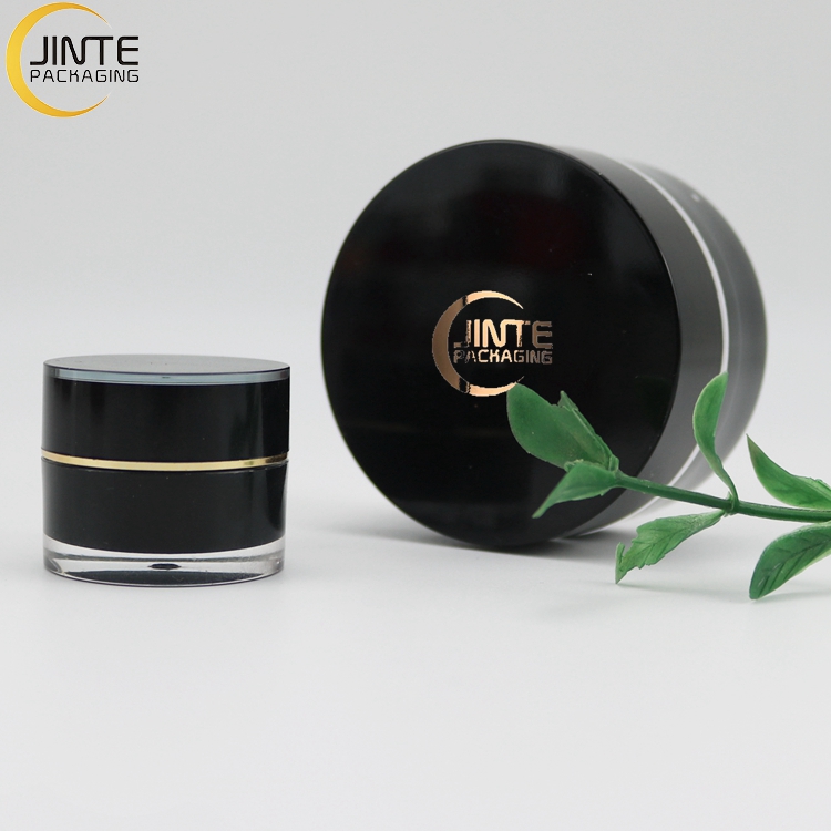 50ml Acrylic Custom Black Round Container with Cap Cosmetic Cream Jar 1 oz Jar for Skin Care