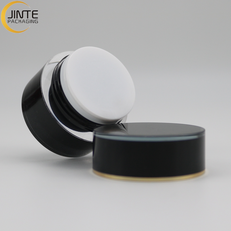 50ml Acrylic Custom Black Round Container with Cap Cosmetic Cream Jar 1 oz Jar for Skin Care