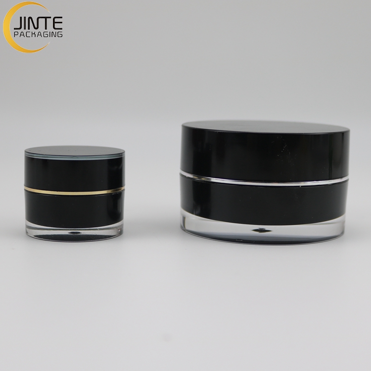 50ml Acrylic Custom Black Round Container with Cap Cosmetic Cream Jar 1 oz Jar for Skin Care