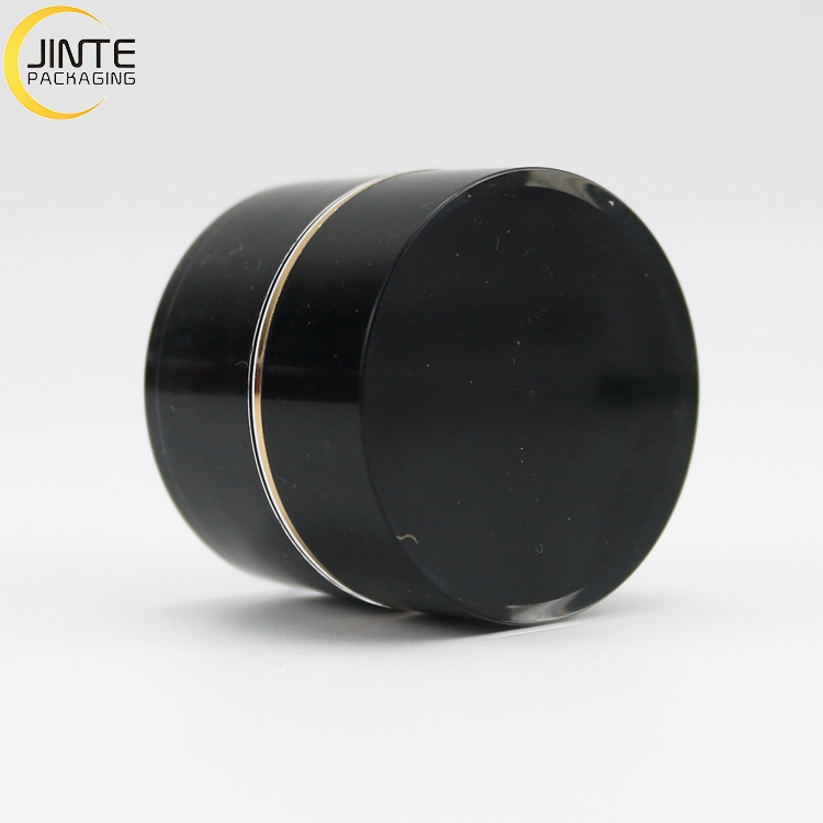 50ml Acrylic Custom Black Round Container with Cap Cosmetic Cream Jar 1 oz Jar for Skin Care